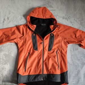 Orange Hooded Jacket with Black Accents